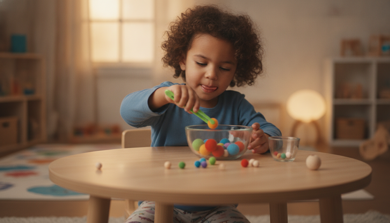 Child playing with Sneaky Snacky Squirrel Game
