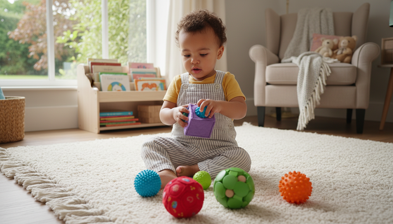 Why Targeted Developmental Play Matters at 6 Months baby playing with toy