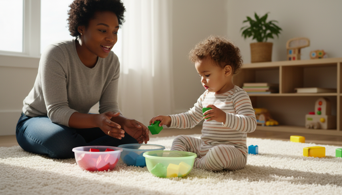 Why Color Sorting Skills Matter toddler sorting colorful objects