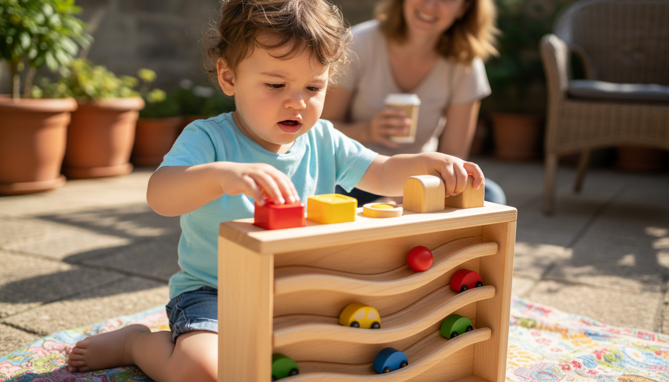How Interactive and Cause-and-Effect Play Boosts Learning toddler pressing buttons on toy