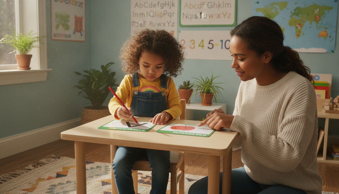 Letter puzzles and tracing cards in mailbox