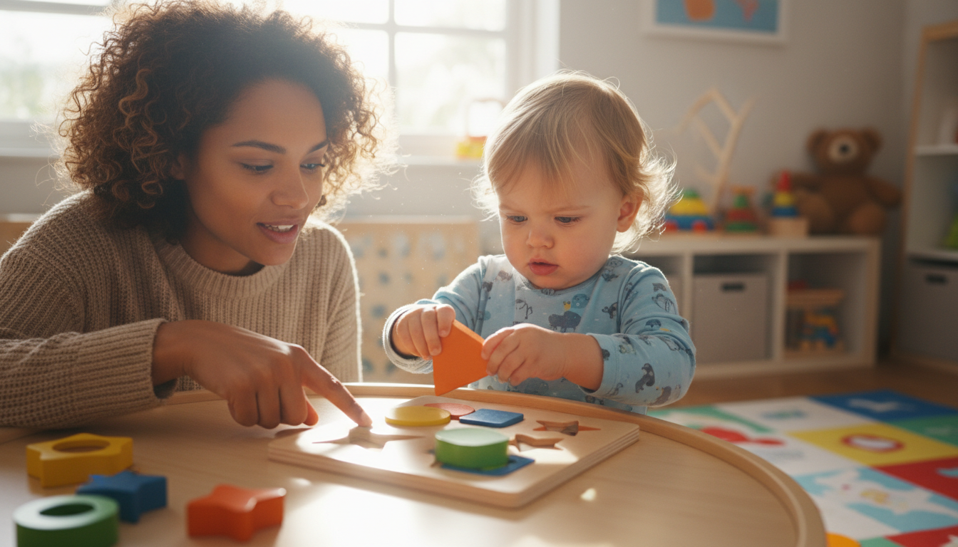 How Locks and Latches Boards Support These Skills – toddler using a locks and latches activity board