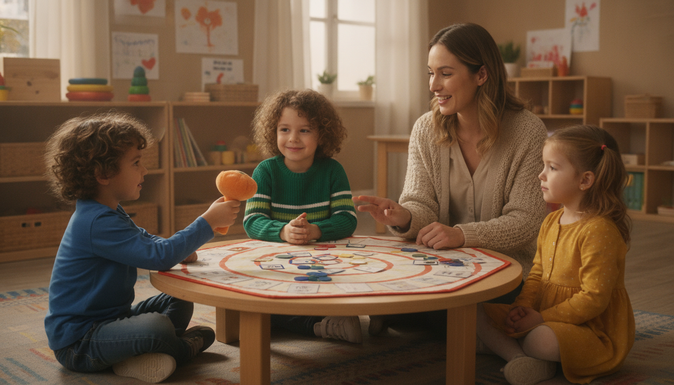 Children playing and matching tiles in Zingo Bingo