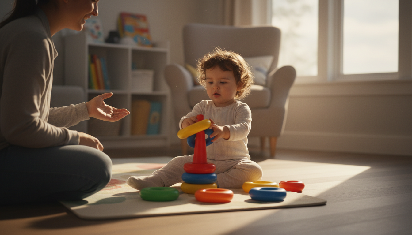 How Toddler Counting Toys Support Math and Motor Skills – toddler playing with counting cow pieces