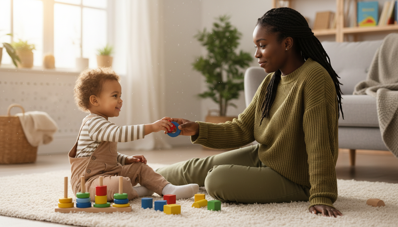 Practical Tips to Extend Play and Learning toddler drawing and playing with toy fruits
