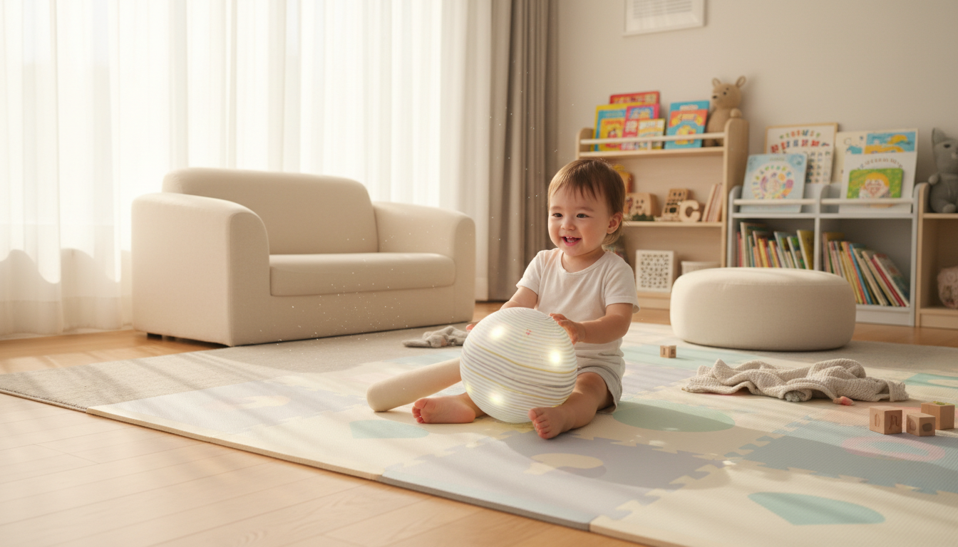 Interactive Play Develops Cause-and-Effect Understanding – toddler tapping interactive ball