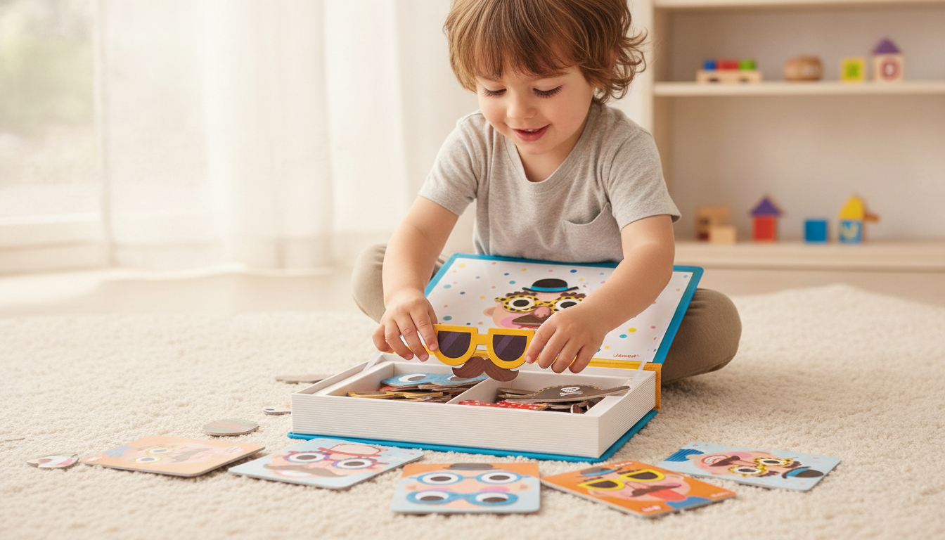 Janod Magnetibook 83 Pc Magnetic Boy Crazy Face Dress Up Game