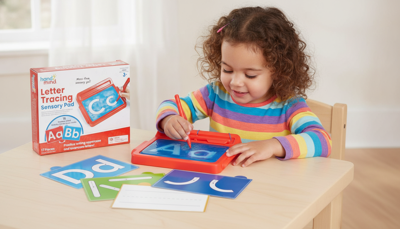 hand2mind Letter Tracing Sensory Pad with Stylus and Cards