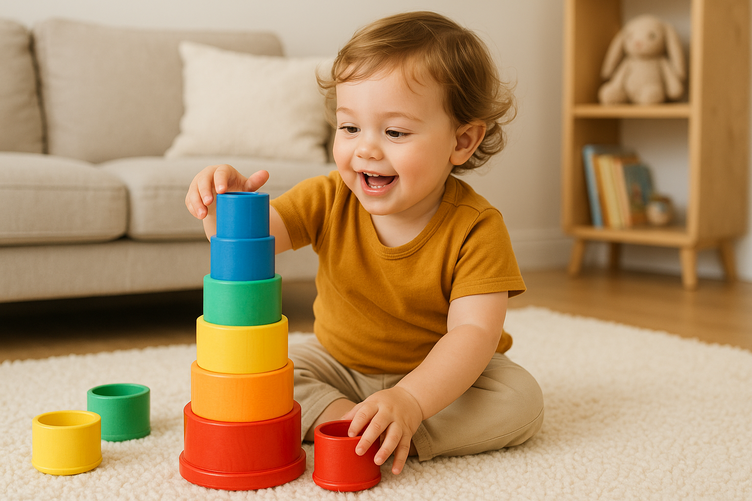 Toddlers learning with educational toys